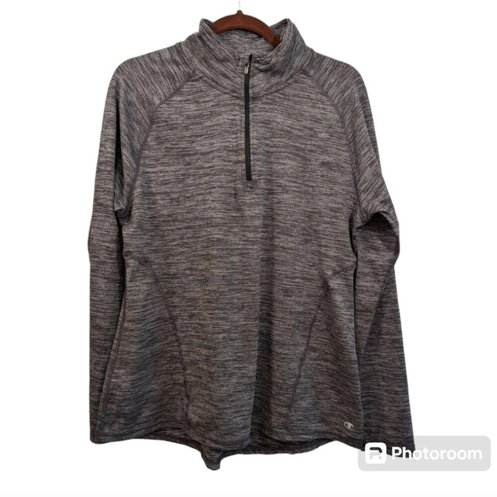 Champion Performance Lightweight Jacket Women L 1/4 Zip Gray Light Pull Over